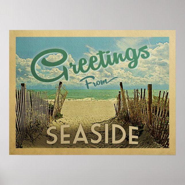 Seaside Beach Vintage Travel Poster (Front)