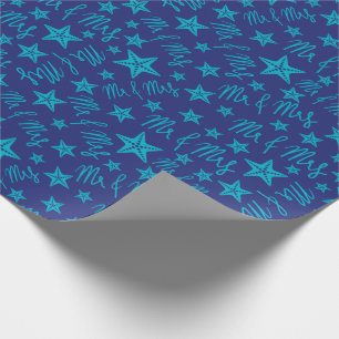 Seaside Beach Wedding Ocean Starfish Seamless Blue Wrapping Paper