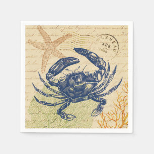 Seaside Blue Crab Collage Napkin