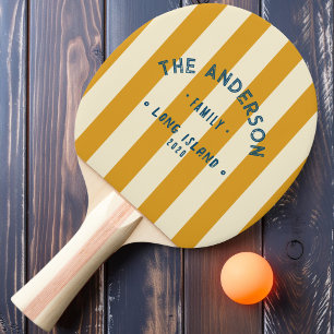 Seaside Burnt Buttercup Striping & Family Name Ping Pong Paddle