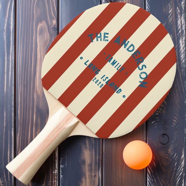 Seaside Burnt Sienna Striping & Family Name Ping Pong Paddle (Creator Uploaded)