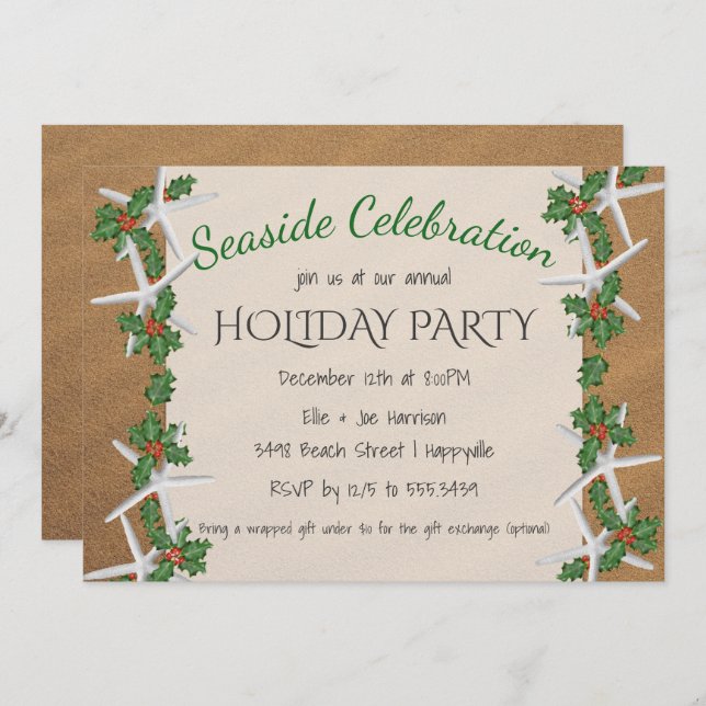Seaside Celebration Starfish Holiday Party Invitation (Front/Back)
