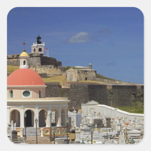 Seaside cemetery of Puerto Rico Square Sticker
