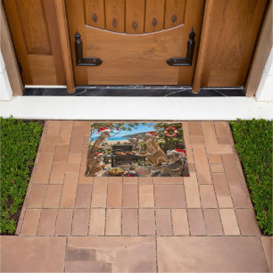 Seaside Christmas BBQ with Kangaroos and Koalas Doormat