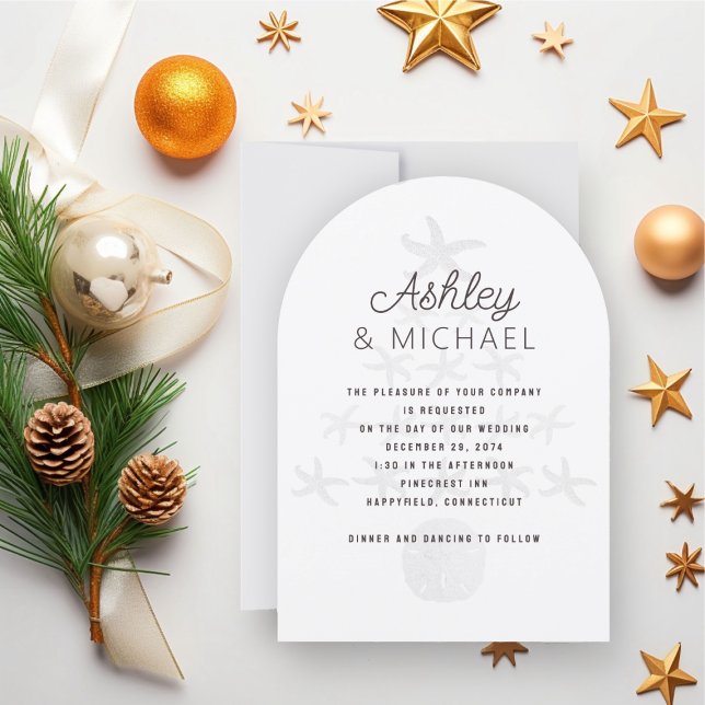 Seaside Christmas White Wedding Arch Invitation (Creator Uploaded)