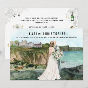 Seaside Coastal Castle   Wedding Reception Invitation