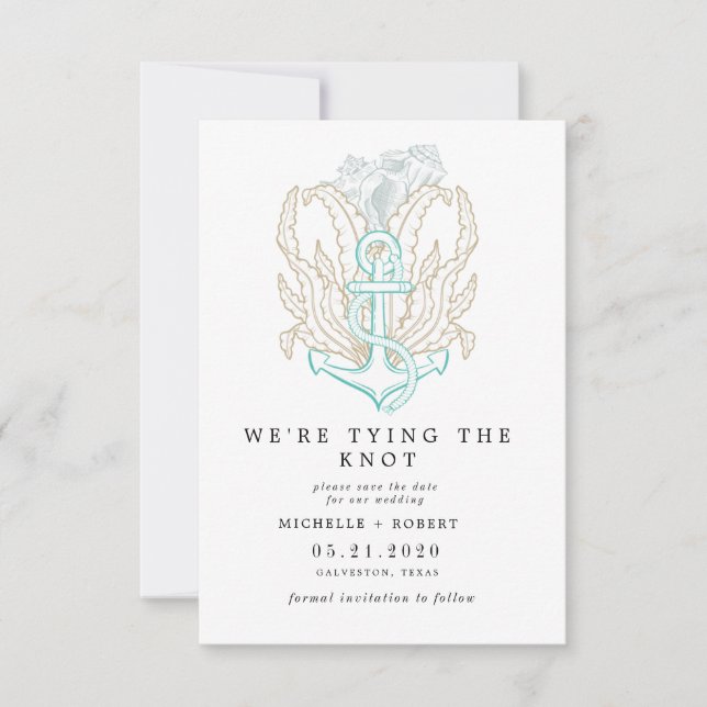 seaside coastal elegant  Photo Save The Date Invitation (Front)