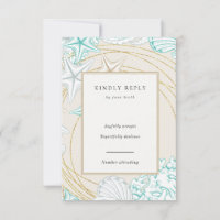 seaside coastal elegant Vertical RSVP Card