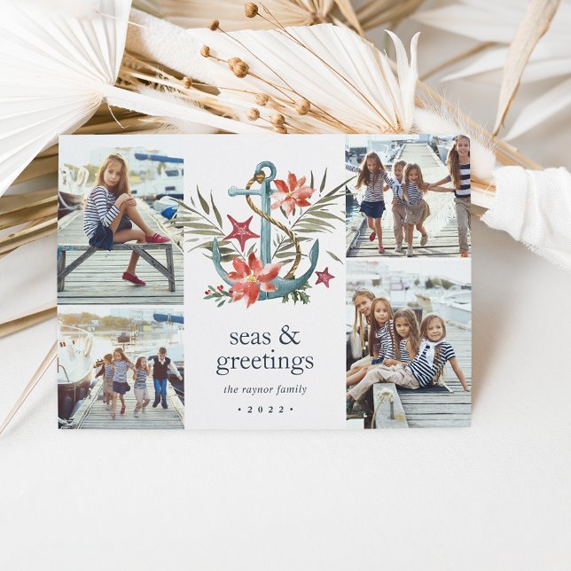 Seaside | Coastal Holiday Photo Collage Card (Creator Uploaded)