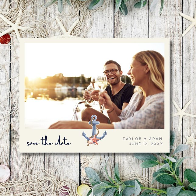 Seaside Coastal Wedding Photo Save the Date Announcement Postcard (Seaside Coastal Wedding Photo Save the Date)