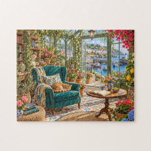 Seaside Conservatory Cat and Flowers Puzzle
