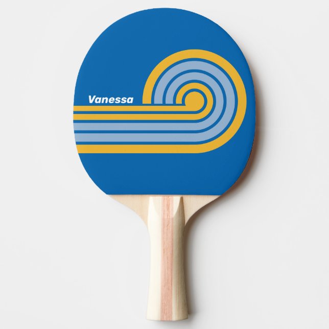 Seaside Curl Stripes with Name Ping Pong Paddle (Front)