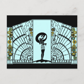 Seaside Deco in Aqua and Yellow Postcard