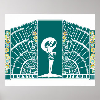 SEASIDE DECO in Turquoise and Yellow Poster