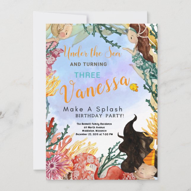 Seaside Different Birthday Invitation Card (Front)