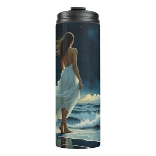  Seaside Escape under the Moon   Coastal Art Thermal Tumbler