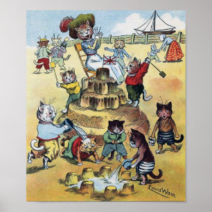 Seaside Fun, Louis Wain Poster
