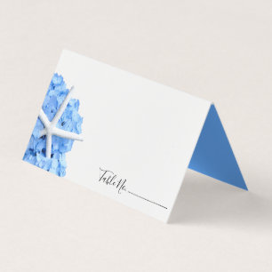 Seaside Garden Blue Floral Escort Place Cards