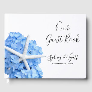 Seaside Garden Blue Guest Book Starfish