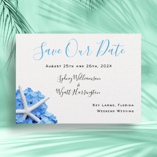 Seaside Garden Blue Menu Entrées RSVP Card