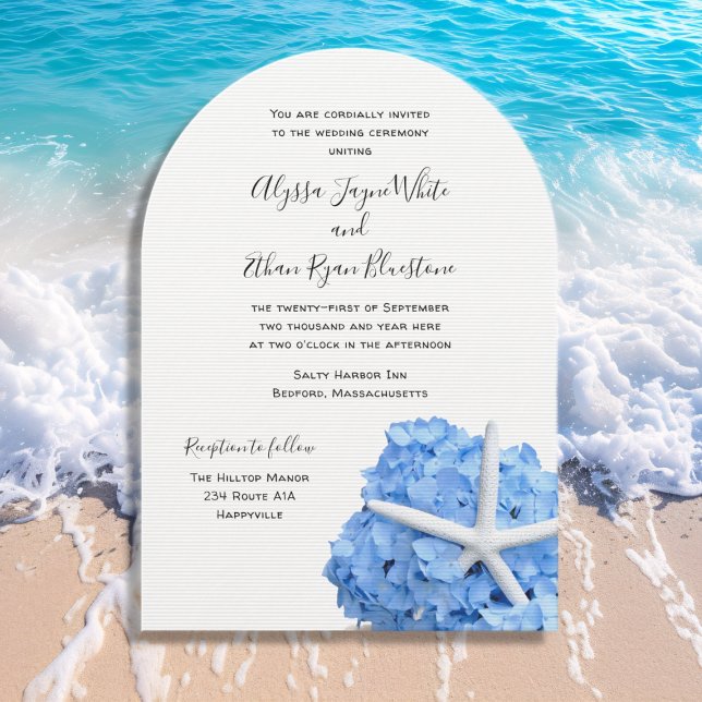 Seaside Garden Blue Wedding Arch Invitations (Creator Uploaded)