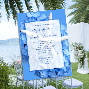 Seaside Garden Couple Inviting Blue Wedding Invitation