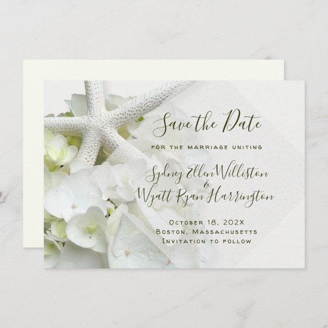 Seaside Garden Save the Date Wedding Announcement (Front/Back)