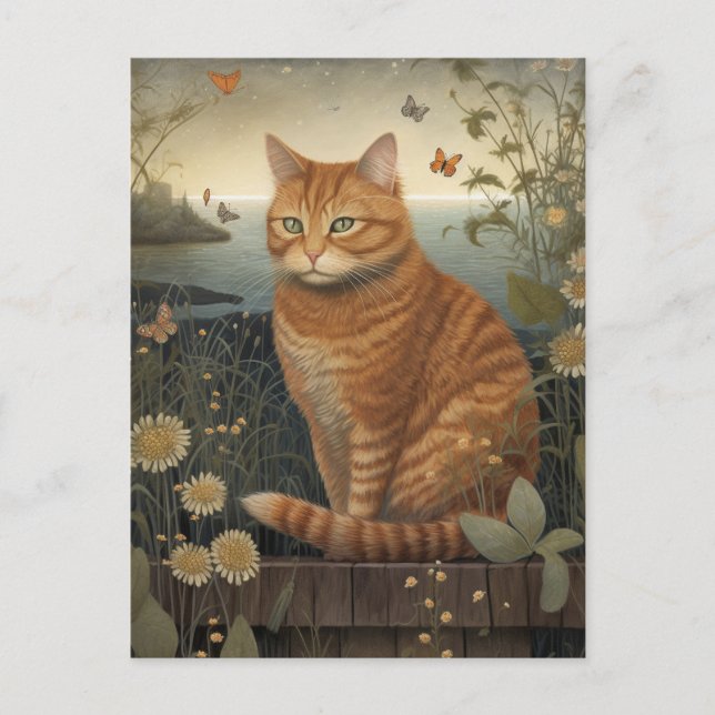 Seaside Ginger Tom Cat Postcard (Front)