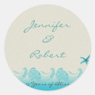 Seaside in Sand and Aqua Envelope Seal