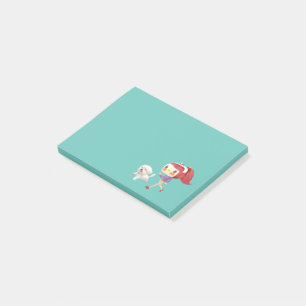 Seaside Jogging: Bunny Girl & Smiling Bichon Run Post-it Notes