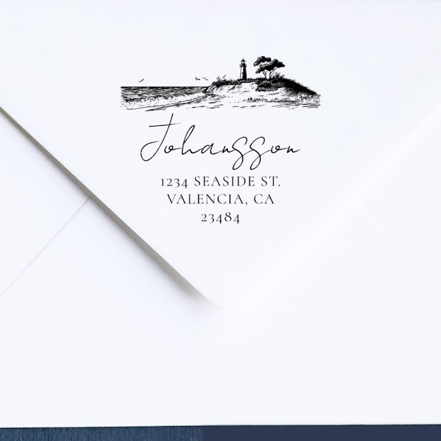Seaside Landscape Elegant Return Address Rubber Stamp (Creator Uploaded)