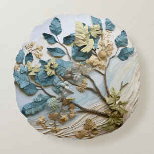 Seaside Leaves Round Cushion