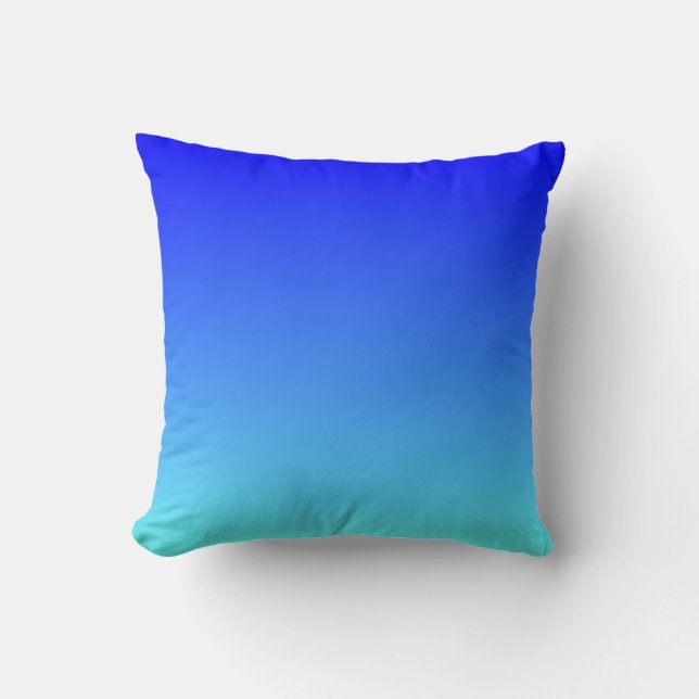 Seaside Light Aqua Bright Blue Ombre Cushion (Front)