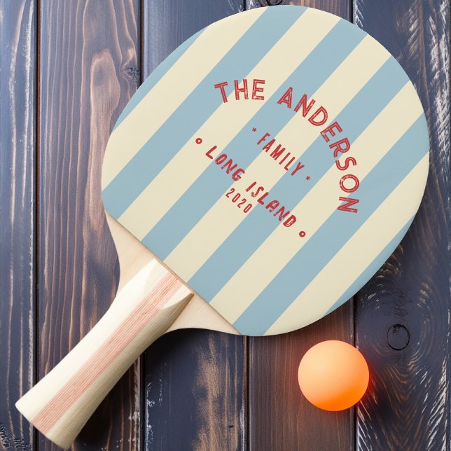Seaside Light Sky Striping & Family Name Ping Pong Paddle (Creator Uploaded)
