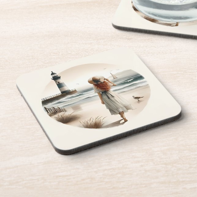 Seaside Lighthouse Stroll Coaster (Left Side)