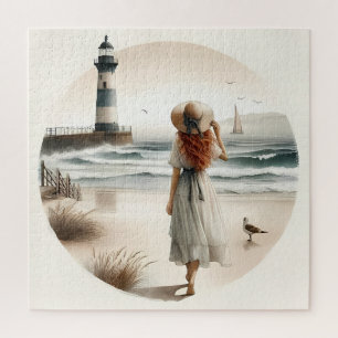 Seaside Lighthouse Stroll  Jigsaw Puzzle