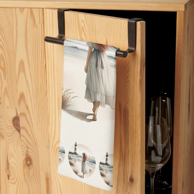 Seaside Lighthouse Stroll Tea Towel (Thirds Fold)