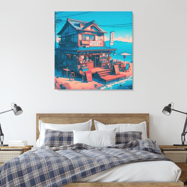 Seaside Lofi Dreams Canvas Print (Insitu(Bedroom))