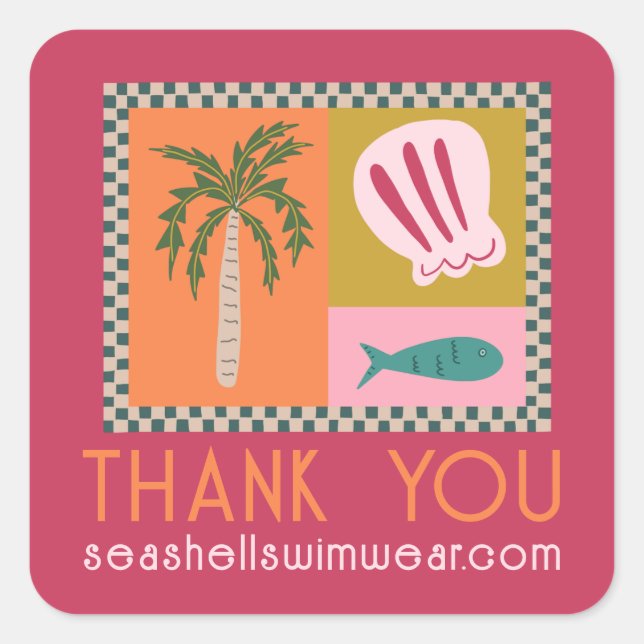 Seaside Modern THANK YOU FOR ORDER Cute CUSTOM Square Sticker (Front)