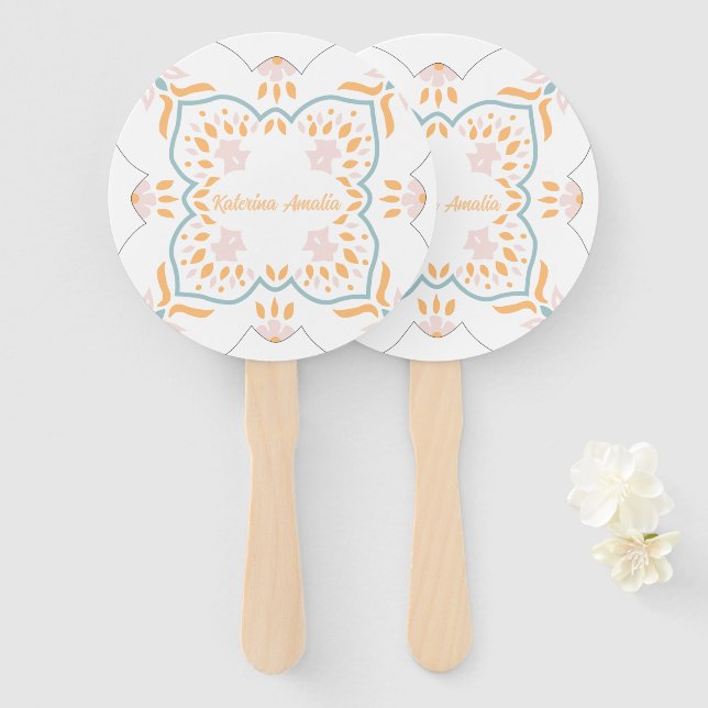 Seaside Mosaic Hand Fan (Front and Back)