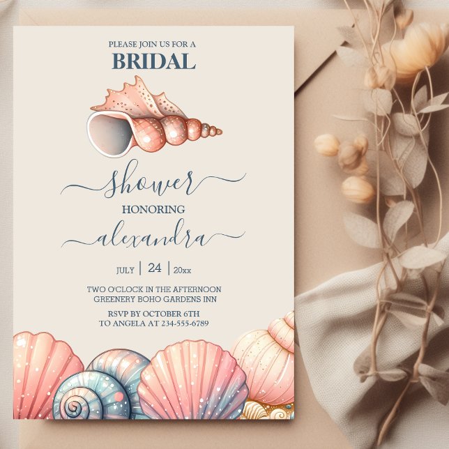 Seaside Nautical Seashell Bridal Shower Invitation (Creator Uploaded)