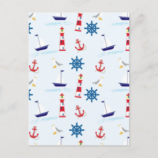Seaside nautical themed pattern seamless wallpaper postcard