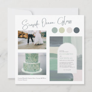 Seaside Ocean Glass   Blue Green Colour Palette Invitation
