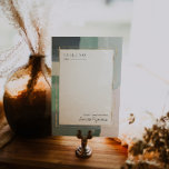 Seaside Ocean Glass | Table Number Card<br><div class="desc">Featuring beautiful abstract paint brush strokes. Toes in the sand, waves crashing the shore, a warm summer breeze—this combo has us daydreaming of laying seaside! Sea glass greens and hazy neutrals combine to create a calm summer wedding day feel. Whether it’s seaside or in the city, guests will no doubt...</div>