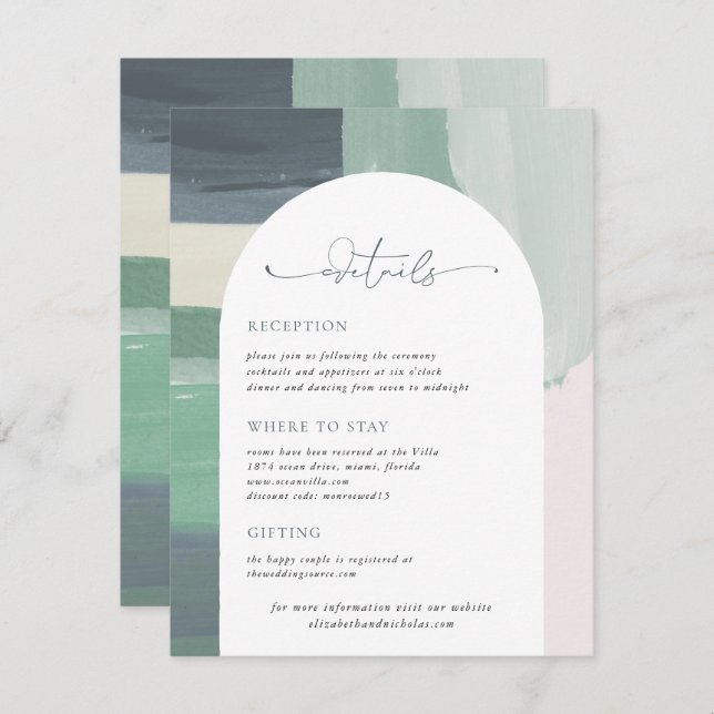 Seaside Ocean Glass | Wedding Guest Details Enclosure Card (Front/Back)