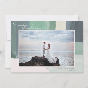 Seaside Ocean Glass Wedding Photo Thank You Card