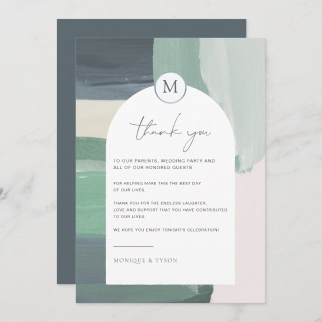 Seaside Ocean Glass | Wedding Table Thank You Card (Front/Back)