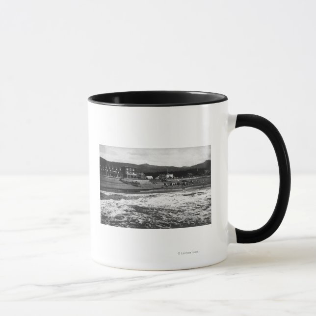 Seaside, Oregon Beach and Hotel Moore Photograph Mug (Right)