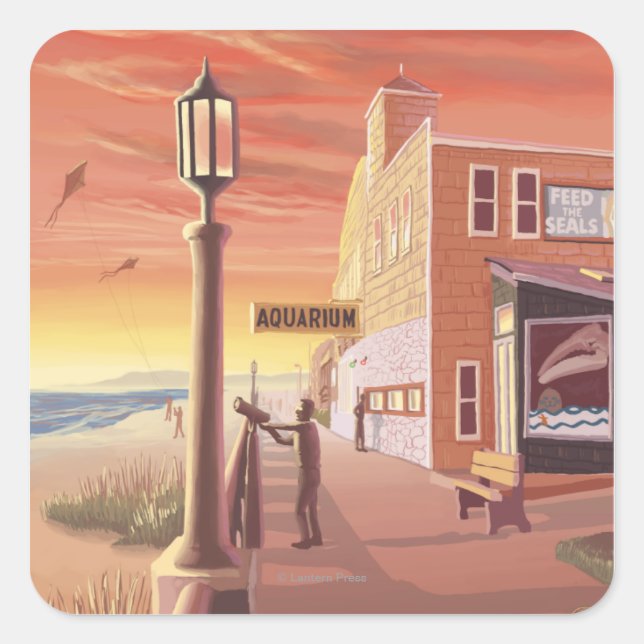 Seaside, OregonAquarium View Square Sticker (Front)