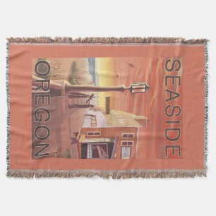 Seaside, OregonAquarium View Throw Blanket